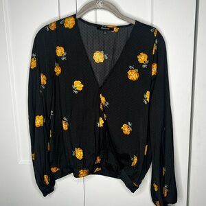 Madewell Faux Wrap Floral Long Sleeve Blouse Women's Size Small